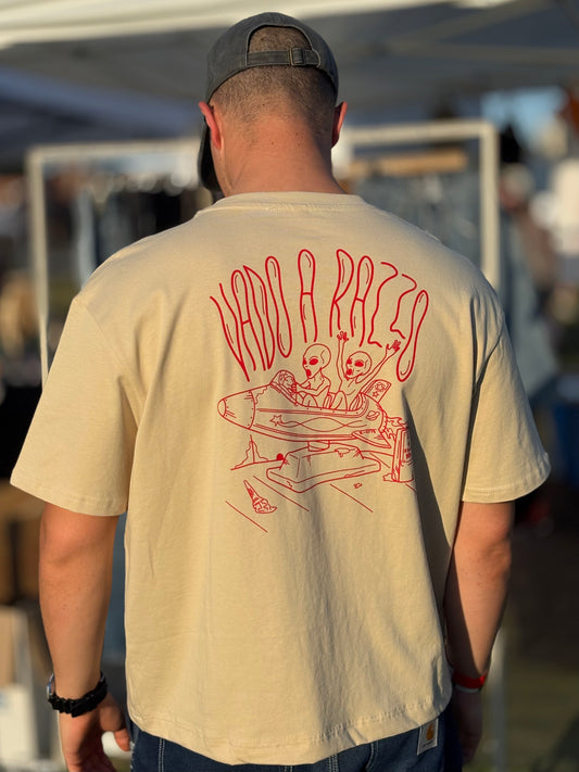VADO A RAZZO T-SHIRT BOXY FIT COLOR SABBIA